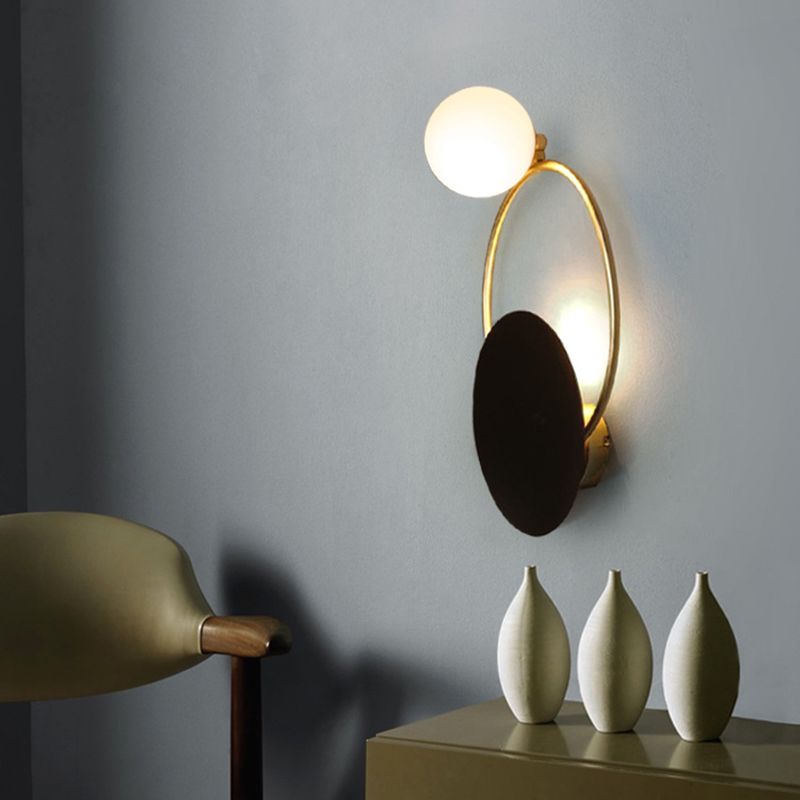 Lámpara de pared circular de hierro de pared de pared de 2 luces de lujo de lujo para espacios interiores