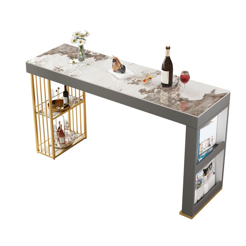 Modern Rectangle Bistro Bar Table Sintered Stone Storage Bar Table