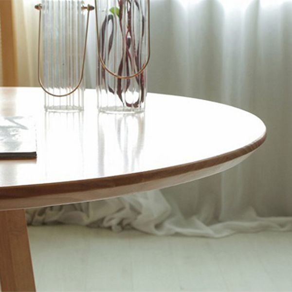 Modern Pine Wood Table for Restaurant Oval Table with Two Wood Pedestal