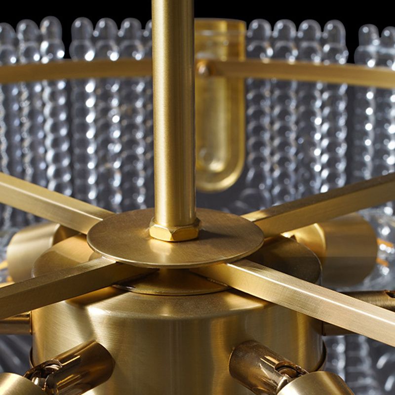 Light Luxury Style LED Chandelier Glass Geometric Pendant Light for Living Room