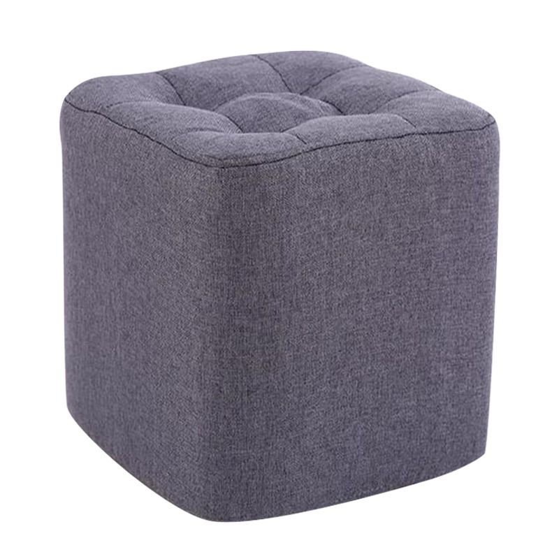 Modern Pouf Ottoman Fabric Upholstered Tufted Solid Color Square Ottoman