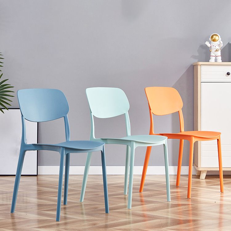 Contemporary Plastic Dining Chair Open Back Dining Side Chair for Kitchen