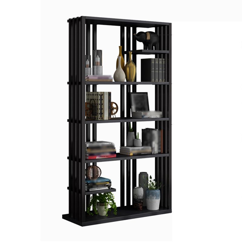 Industrial Style Bookshelf Open Shelf Vertical Metal Shelf with Rectangular Shelves