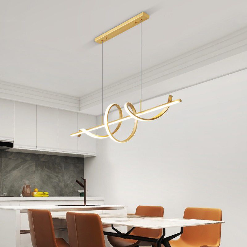 Metal Contemporary Linear Shape Pendant Light with Silicone Shade for Living Room