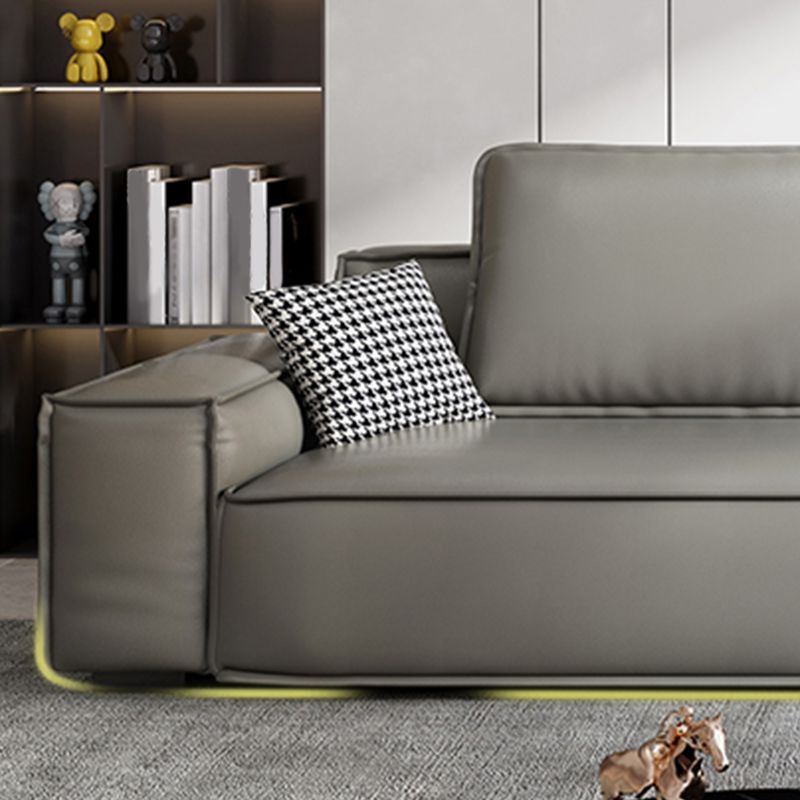 Faux Leather Living Room 3-seater Sofa Square Arm Standard Cushions Settee