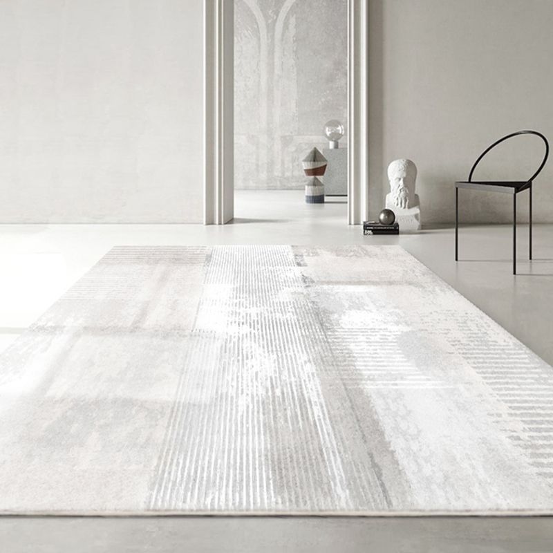 Grey Modern Area Carpet Tie-Dye Pattern Polyester Area Rug Anti-Slip Washable Rug for Home Decor