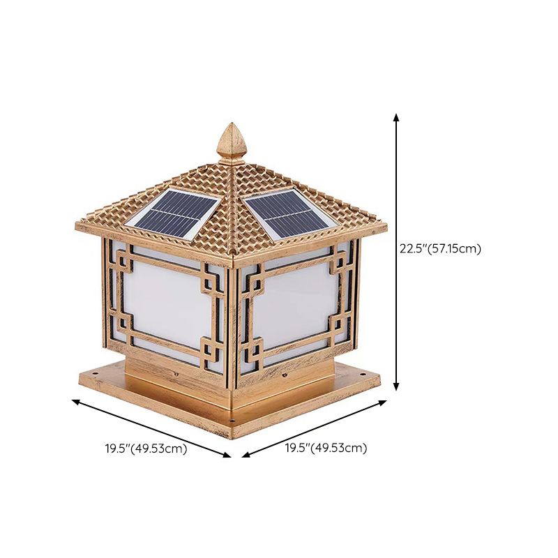 Contemporary LED Pillar Light Golden Solar Lighting Fixture for Garden