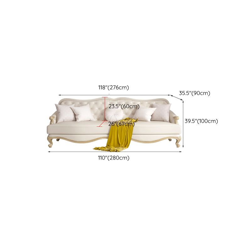 Traditional Genuine Leather Sectional Tufted Back Sloped Arm Sectional