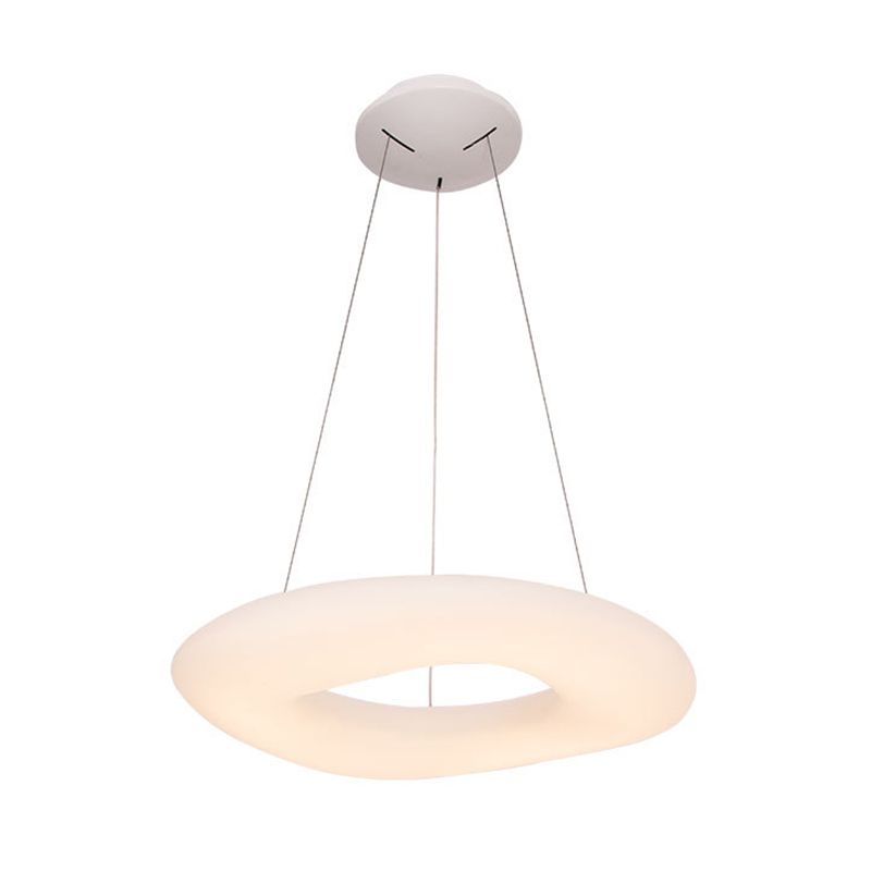 White Loop Hanging Light Fixture Minimalist LED Acrylic Suspension Lamp for Dining Room
