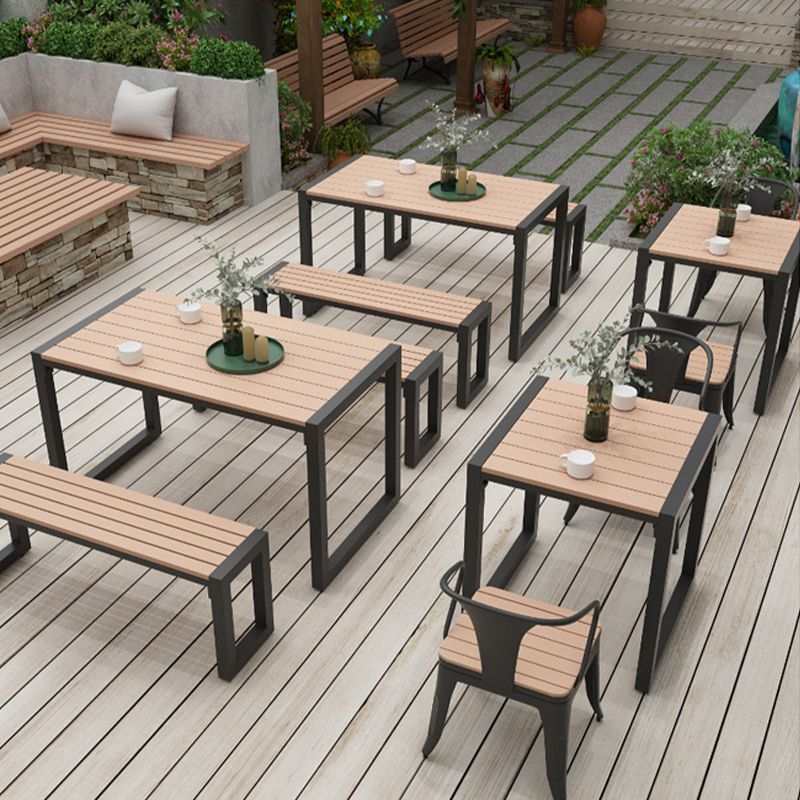 Industrial Kitchen Dining Chairs Metal Slat Back Chairs in Black