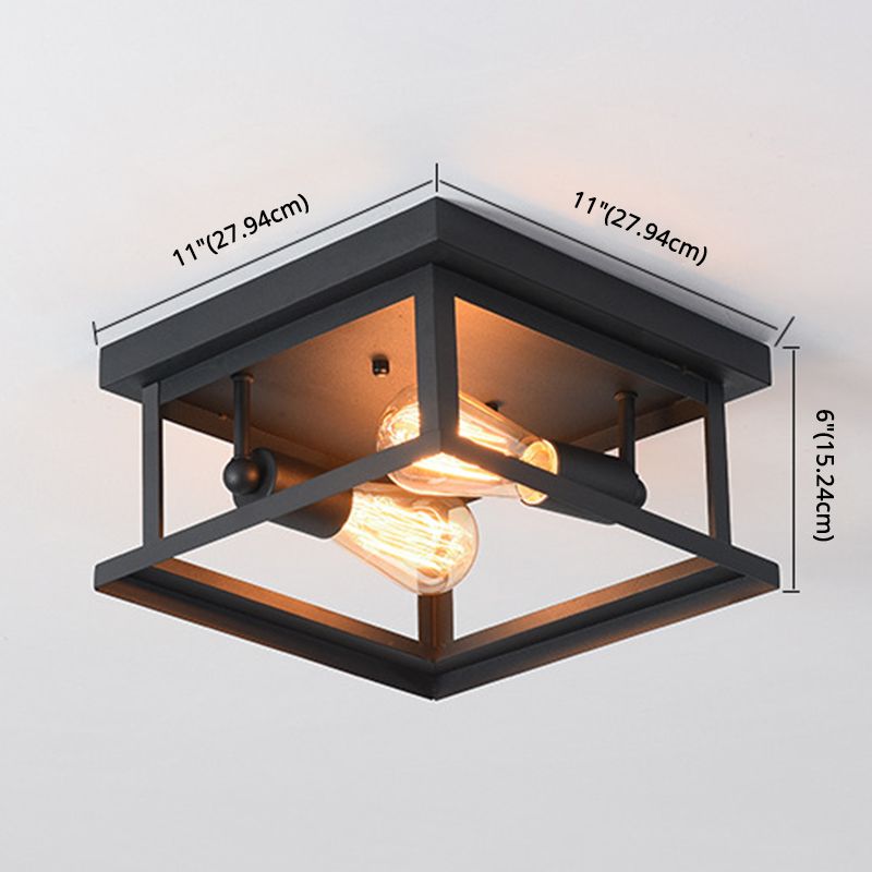 Square Flush Mount Ceiling Light Nordic Industrial Style Metal Ceiling Mount Chandelier for Hallway