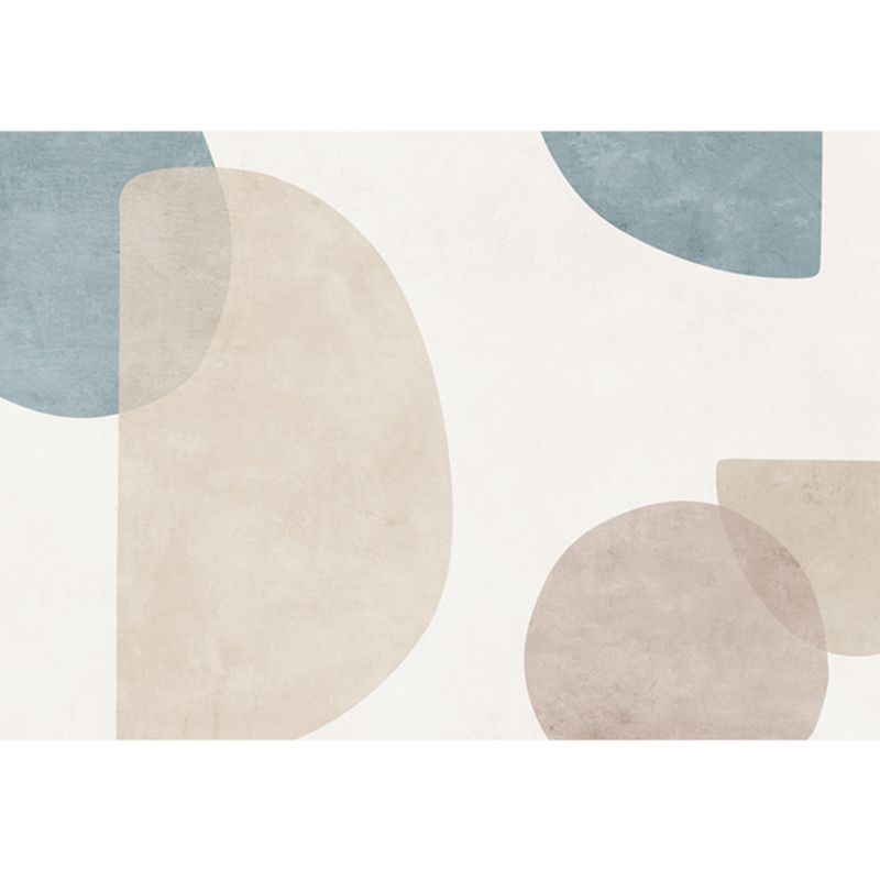 Beige Modern Area Rug Polyester Color Block Carpet Non-Slip Backing Rug for Living Room