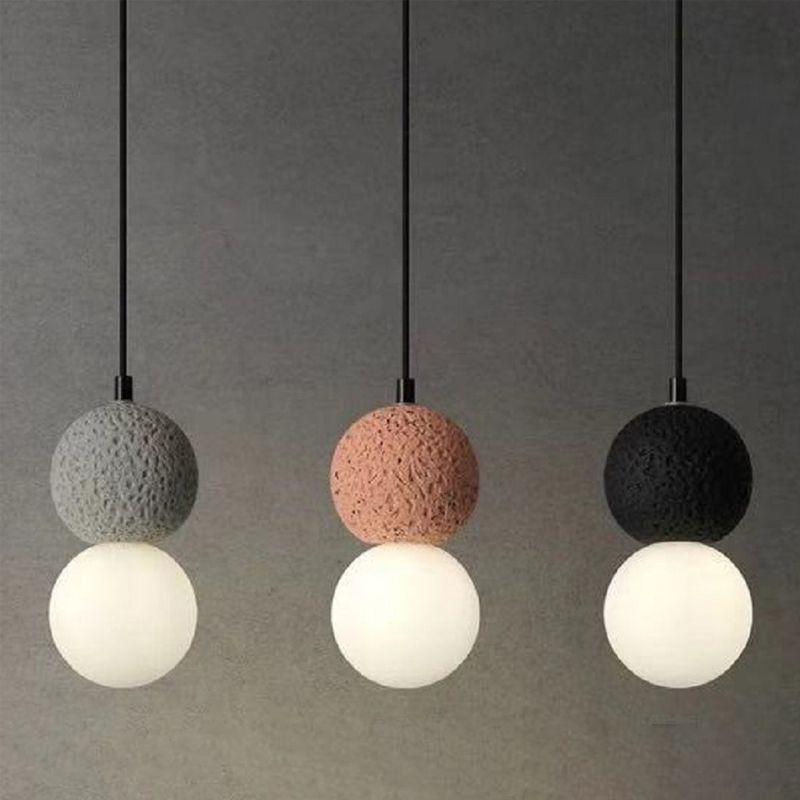 Globe Glass Pendant Light in Modern Creative Style Cement Single Hanging Lamp for Dining Room