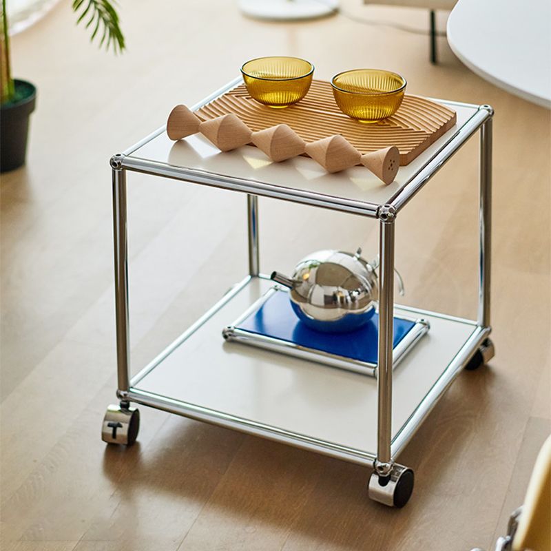 16.5" W Square End Table Modern 1-Shelf Side Table with Casters