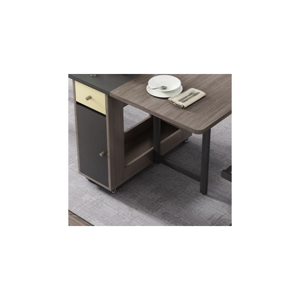 Rechthoek Midden-eeuwse moderne eettafel drop-bladtafel met vaste houten basis voor thuis