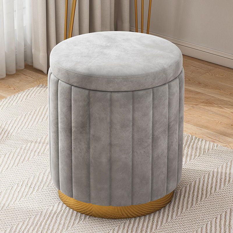 Velvet Ottoman Whole Colored Cylinder Shape Fade Resistant Ottoman with Storage