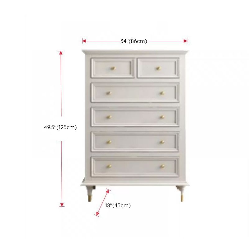 Glam Solid Wood Chest Home Storage Chest in White with Drawers