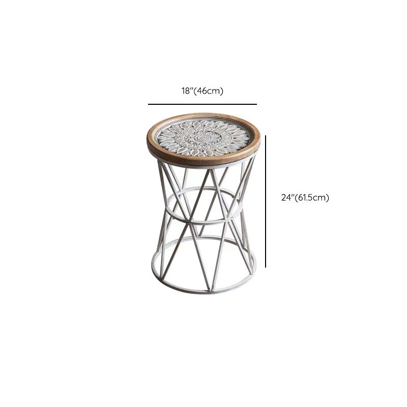 Round Tray Top Side Table Rustic Wood and Metal Side End Snack Table