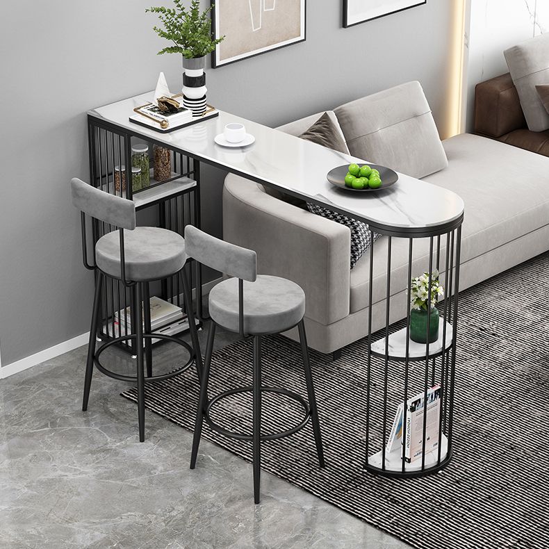 Modern Bar Dining Table Indoor Bar Height Table with Iron Base 42-Inch Top