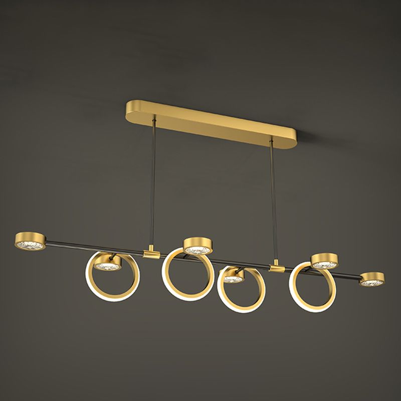 Gold Loops Island Light Postmodern LED Crystal Suspension Light for Dining Room