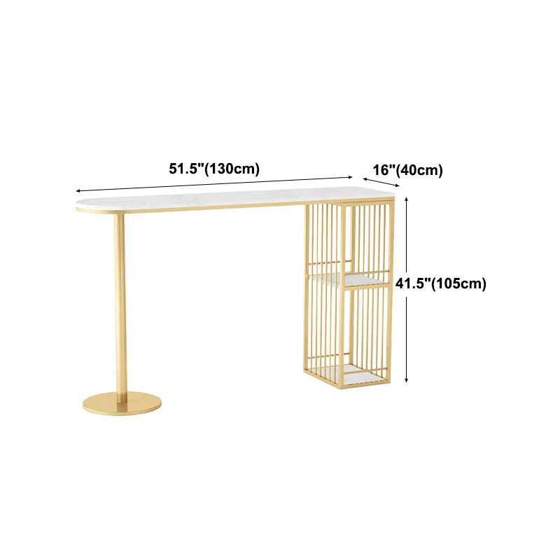 Glam Style 41.3"H Bar Table Marble White Top Specialty Bistro Table in Gold