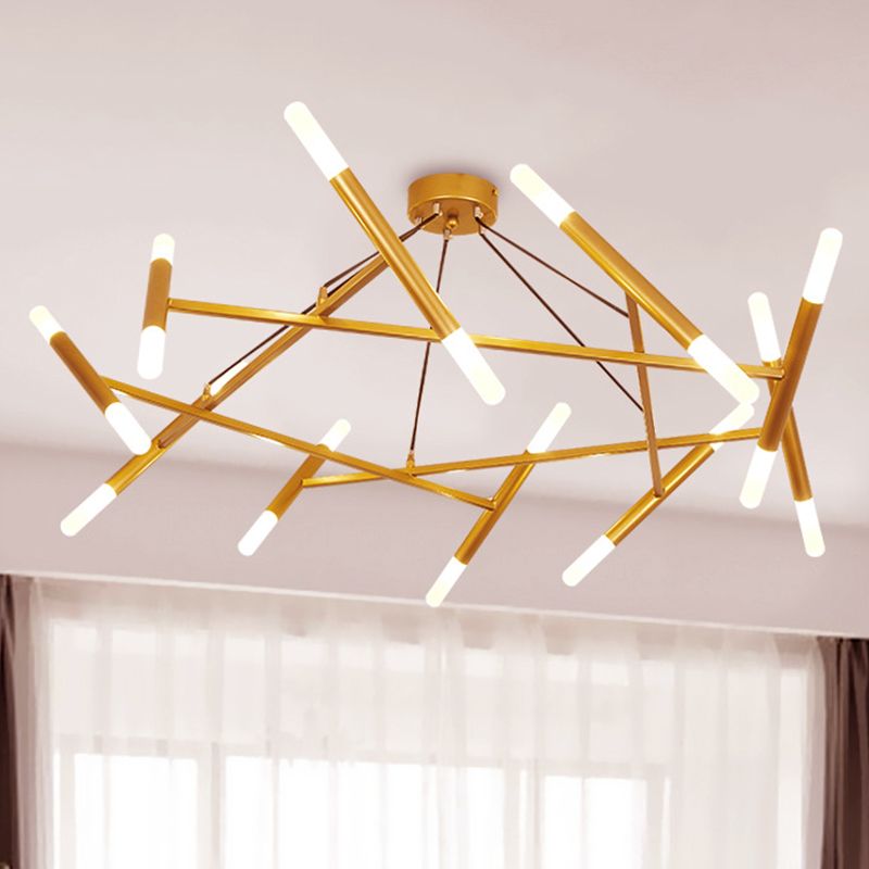 Metallic Slim Tube suspendu lampe contemporaine 20 bulbes en laiton LED PRENDANT PENDANT