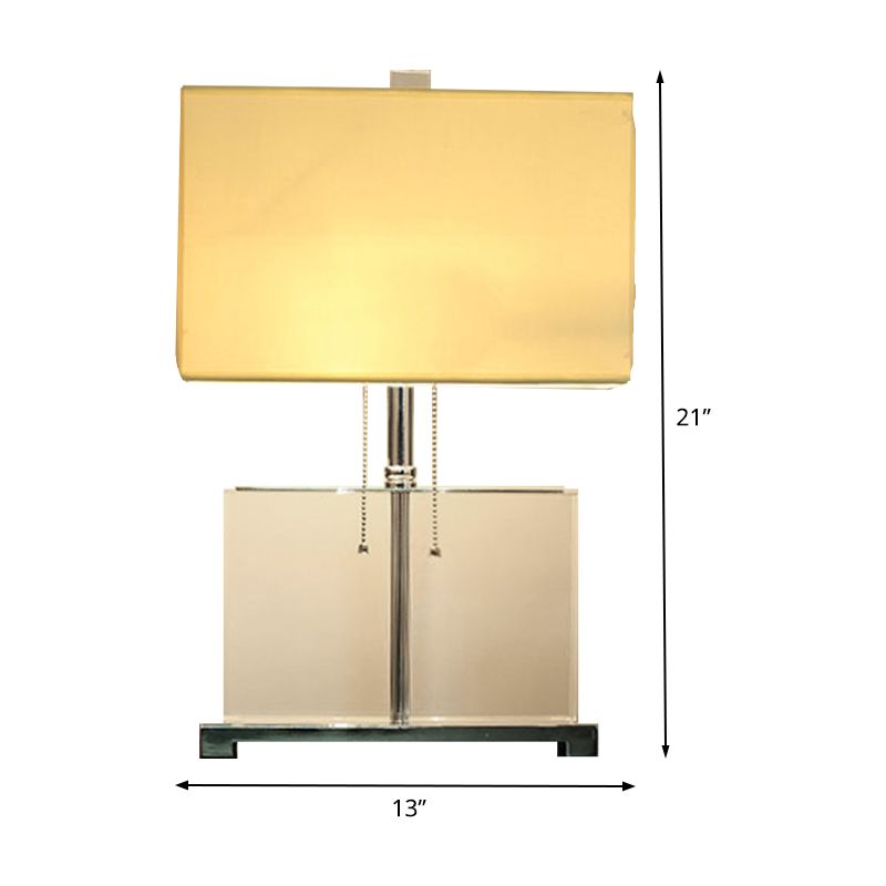 Lécher de bureau ombré Tissu moderne 2 ampoules de 10,5 "/ 13" de large lampe à table blanche avec chaîne de traction