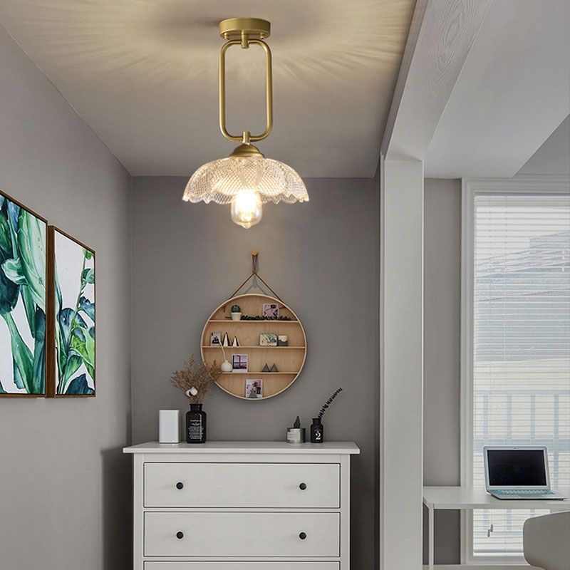 Glass Shaded Semi Flush Mount Ceiling Light Nordic Gold Ceiling Flush Mount Light