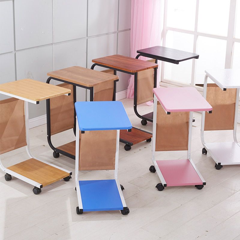 Modern Wood Corner Table Side Rectangular End Table with Storage
