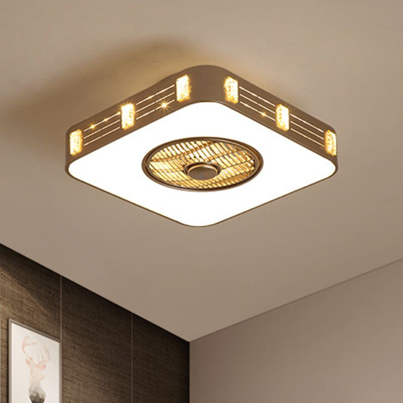 LED Semi Flush Monted Lighting Eenvoudig slaapkamer hanger ventilatorlamp met vierkante acrylschaduw in goud, 19,5 "/23.5" W