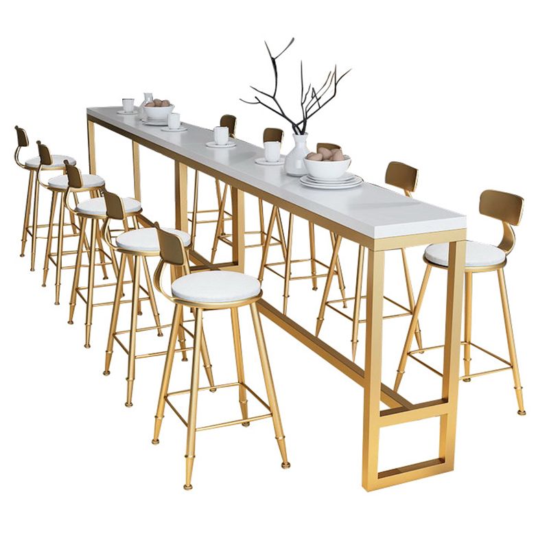 Glam Bar Height Table Solid Wood Top Bistro Pub Table with Gold Base