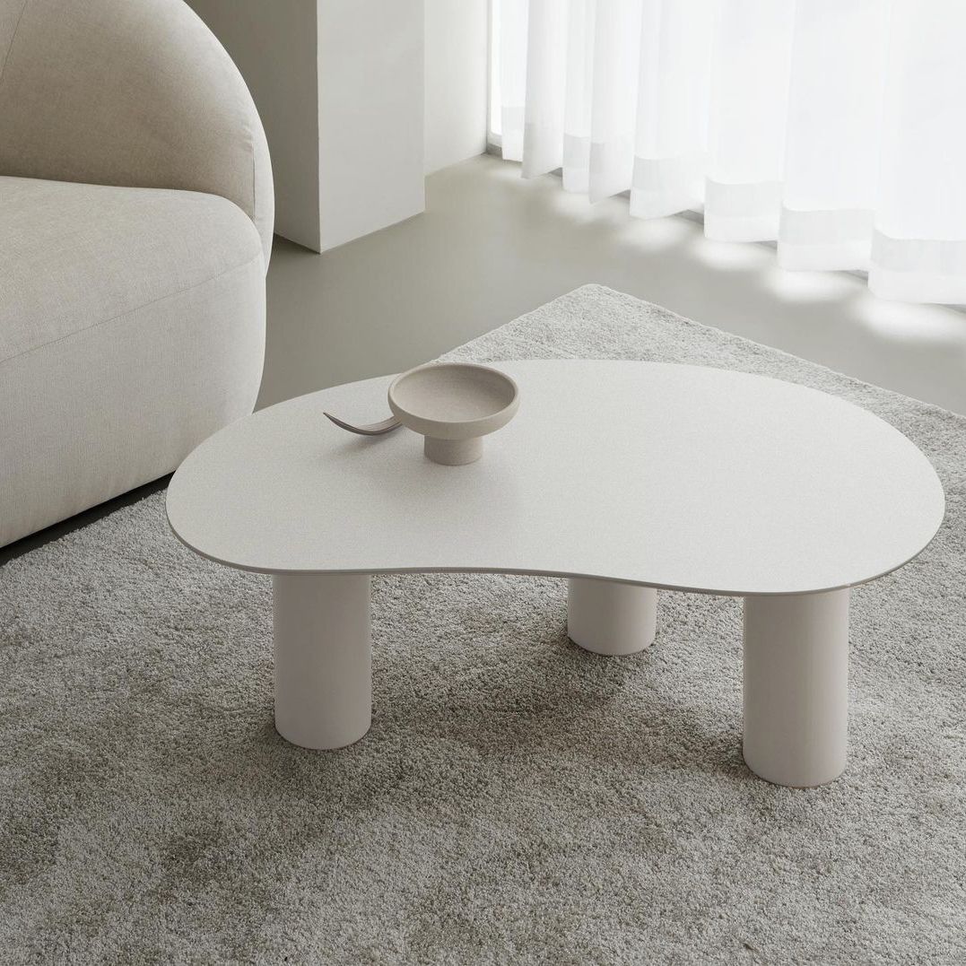 Scandinavian Wood & Metal Coffee Table Irregular Top 3 Legs Cocktail Table