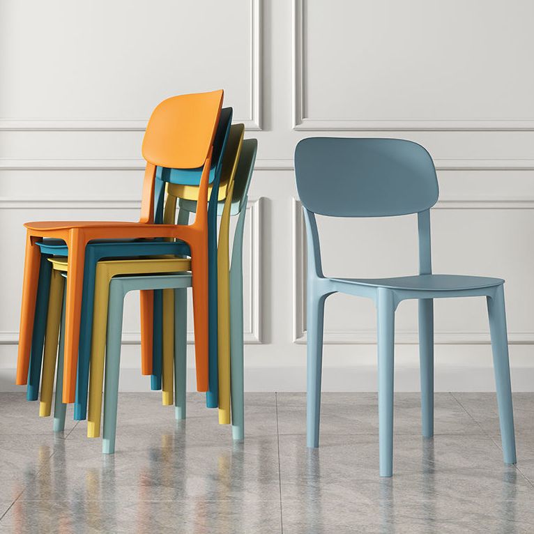 Scandinavian Stackable Armless Dining Chairs Plastic Open Back Dining Side Chair