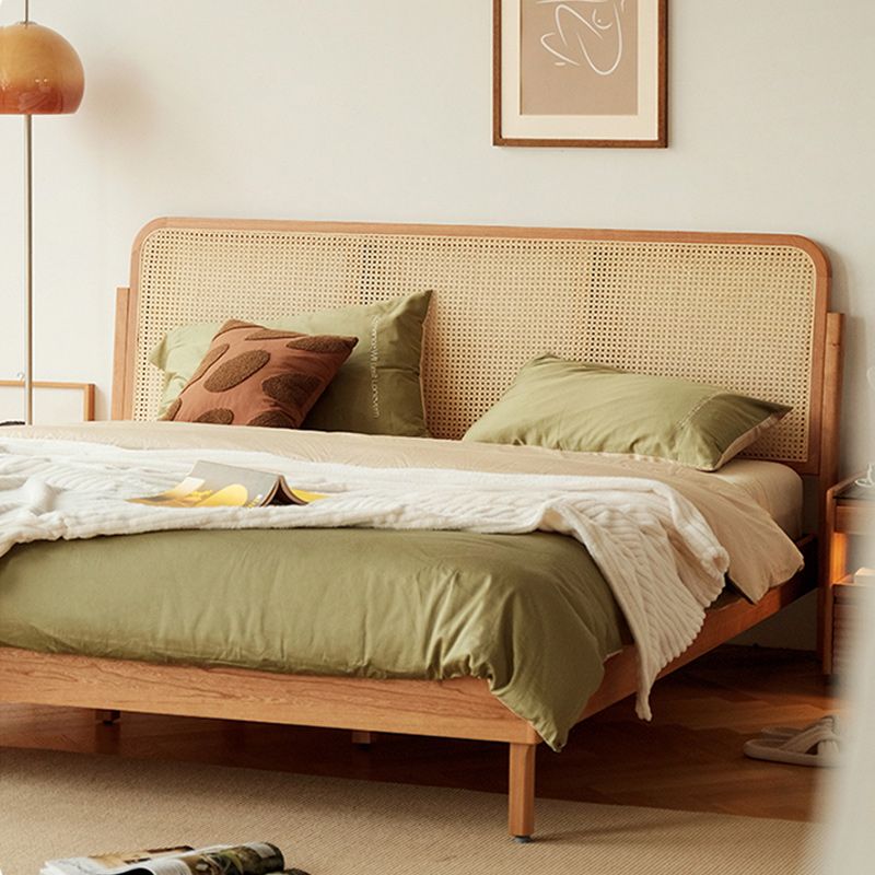 Classic Standard Bed Cherry Solid Color Bed Frame With Custom Gold Legs