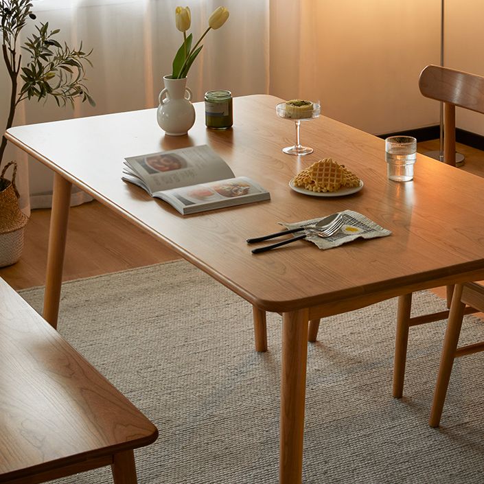 Modern Solid Wood Rectangular Space Saving Top Dining Table with 4 Legs