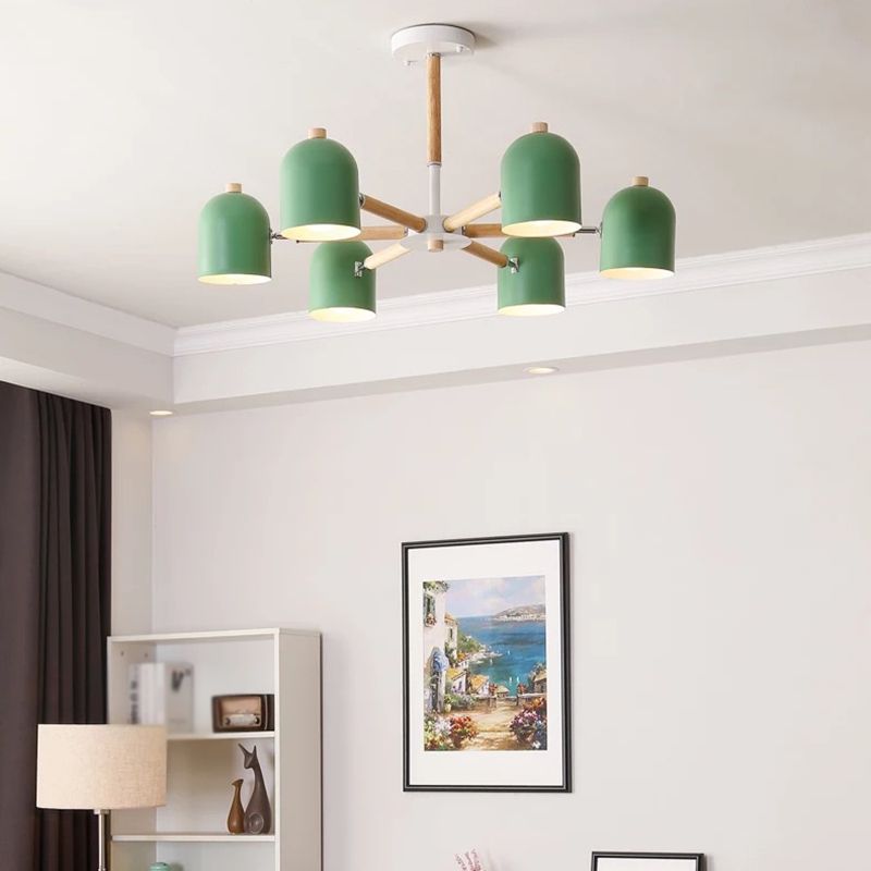 Lámpara colgante con cúpula de lámpara de lámpara de estilo macarrón con sombra de metal