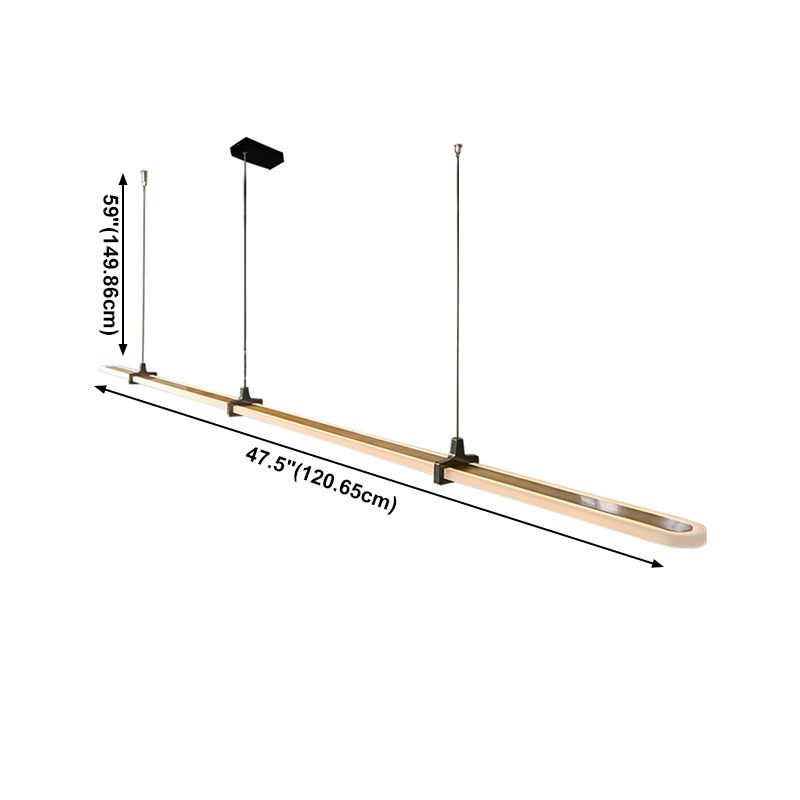 Modern Style Linear Pendant Light Metal 1 Light Island Pendant Light