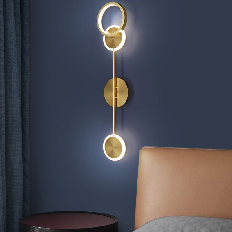 Nordic Style Brass Wall Light Circle Gold LED Wall Sconce for Living Room
