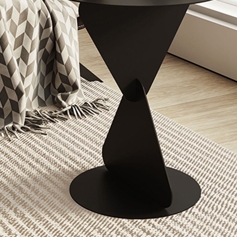 Modernistic Round Top Side Table Metal Pedestal End Table for Living Room