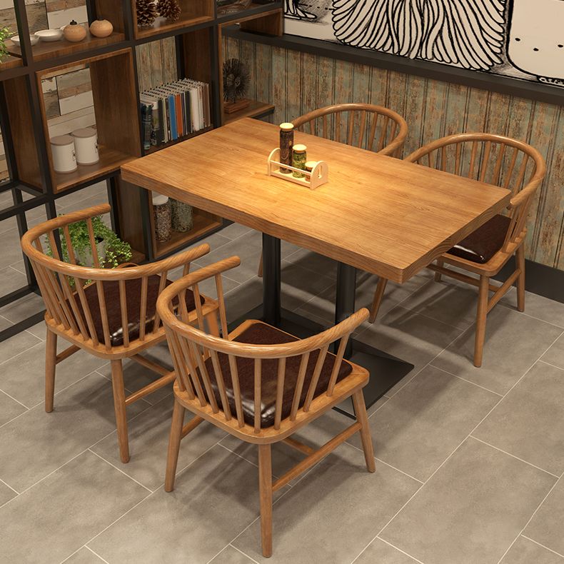 Natural Finish Modern Dining Set 1/2/3/5 Pieces Solid Wood Dinette Set