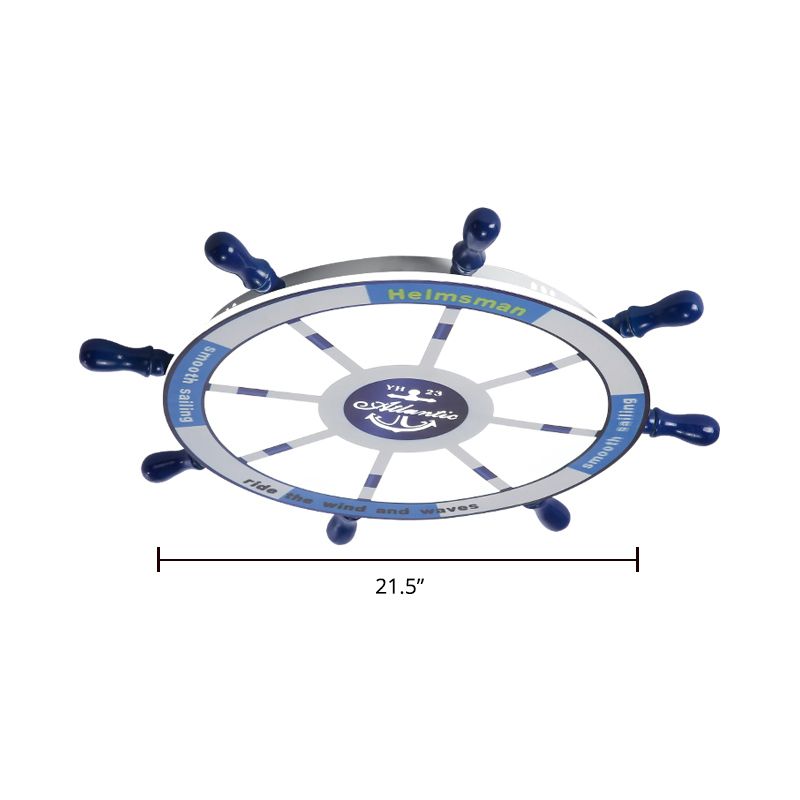 Rudder Chambre à coucher LED Flush Mount Lighting Wood Kids Style Flush Mount Ceiling Light in Blue