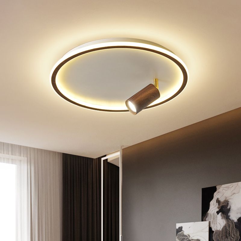 1 Spotlight Minimalism Circle Flush Mount Ceiling Light Aluminum Bedroom Flush Light