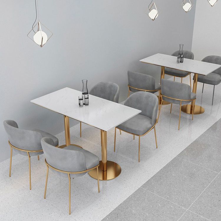 Silla de comedor escandinava de metal para comedor, silla sin brazos amortiguada con respaldo