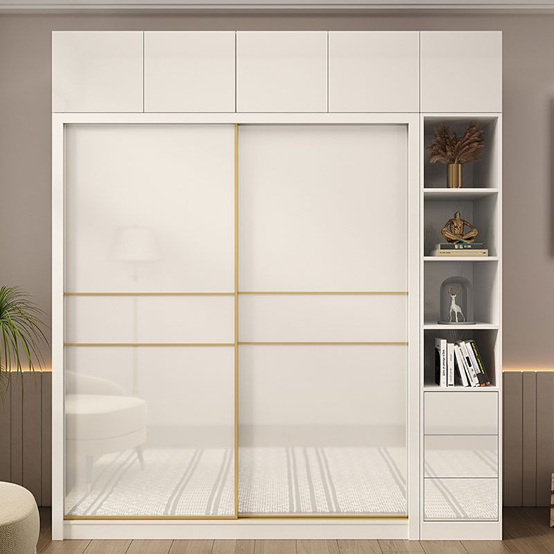 Contemporary Glossy White Storage Cabinet Manufactured Wood Cabinet for Home