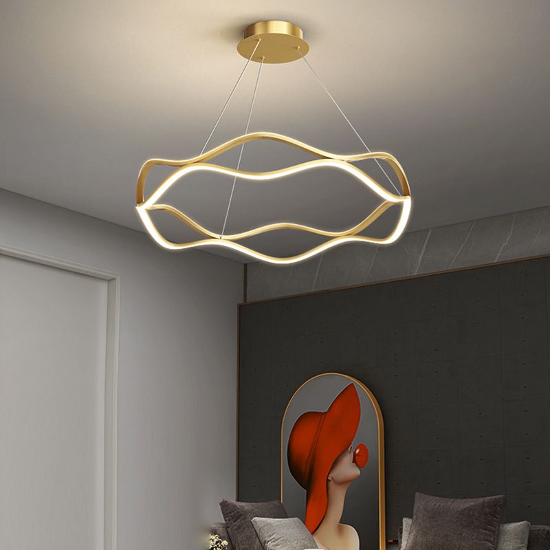 Twisting Shade Metal Chandelier Lights Modern 2- Light Chandelier Lighting Fixtures