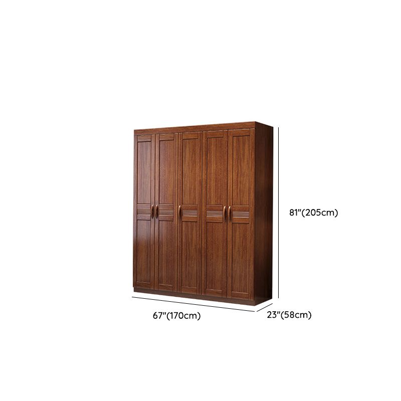 Brown Walnut Solid Wood Wardrobe Traditional Freestanding Wardrobe Armoire