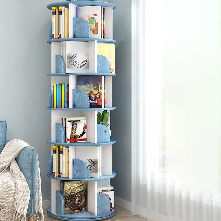 Modern Wooden Rotatable Bookcase Study Room Geometric Bookshelf