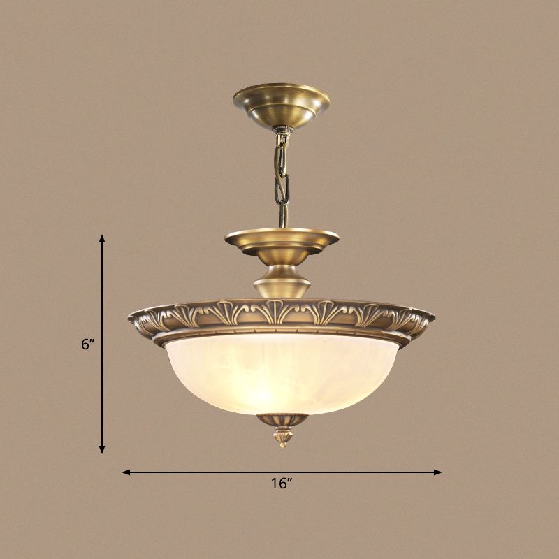 Bronze Schüssel Suspension Licht antiker Stil weißer Glaskorridor Kronleuchter Anhänger