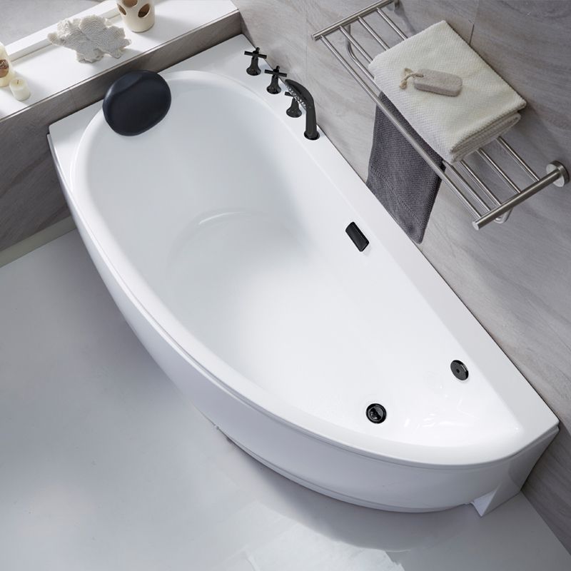 Corner Acrylic Bath Modern Soaking White Back to Wall Bathtub