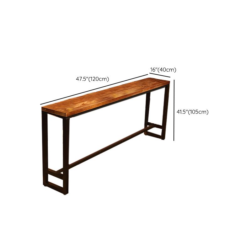 Wood 41.3" H Bar Table Rectangular Metal Base Table for Patio